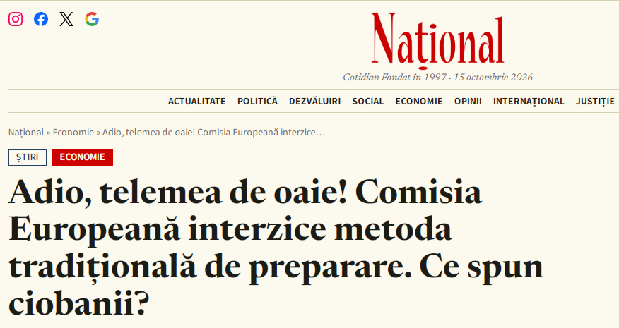 Falsul anunț privind interdicția Comisiei Europene asupra fabricării telemelei de oaie