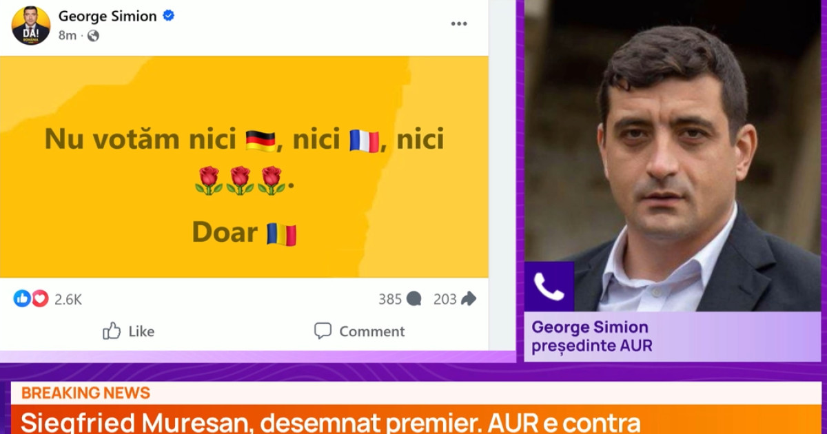 George Simion refuză să voteze un Guvern fără AUR și acuză o înțelegere între Nicușor Dan și PSD
