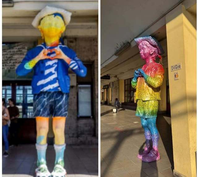 Controversă la Ploiești: PSD cere îndepărtarea culorilor curcubeului de pe statuia Domnului Goe