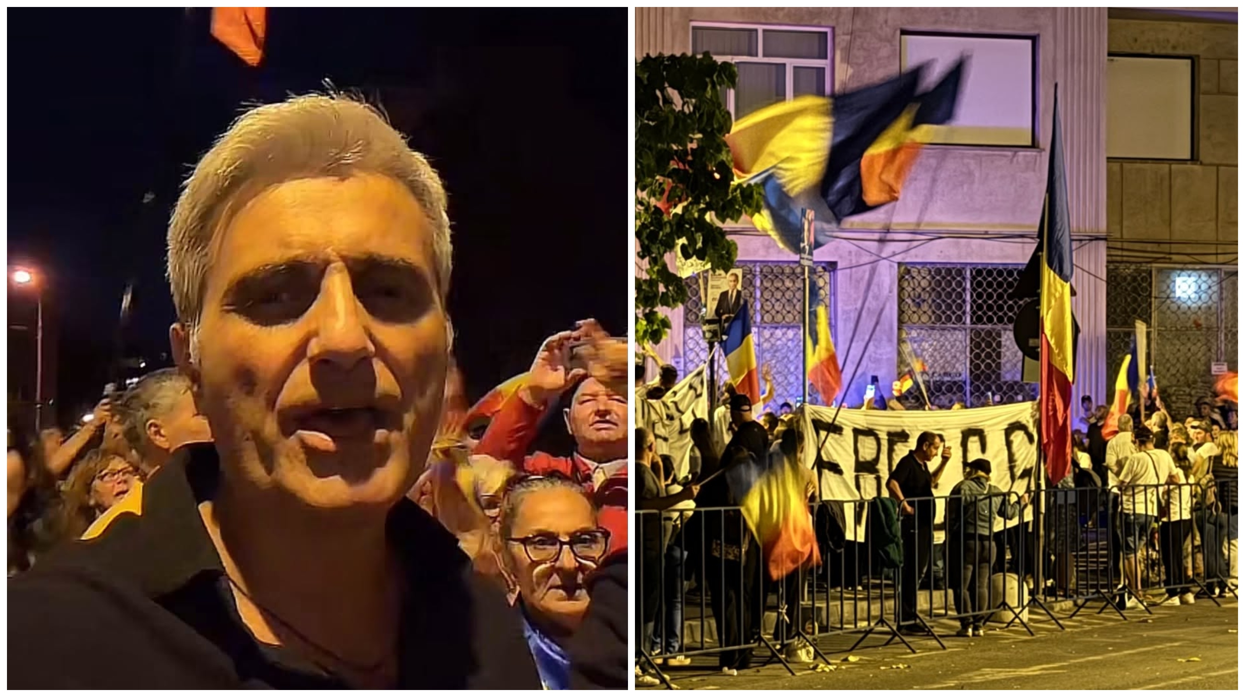Robert Turcescu s-a alăturat protestatarilor din fața Arestului Central care îl susțin pe Călin Georgescu
